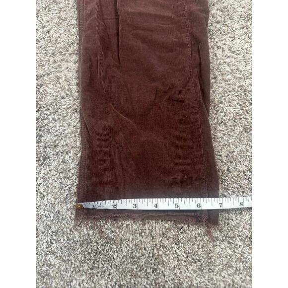 American Eagle Baggy Mom Pant Corduroy High Rise Brown/Red Size 0 Raw Hem Fall - Picture 11 of 14